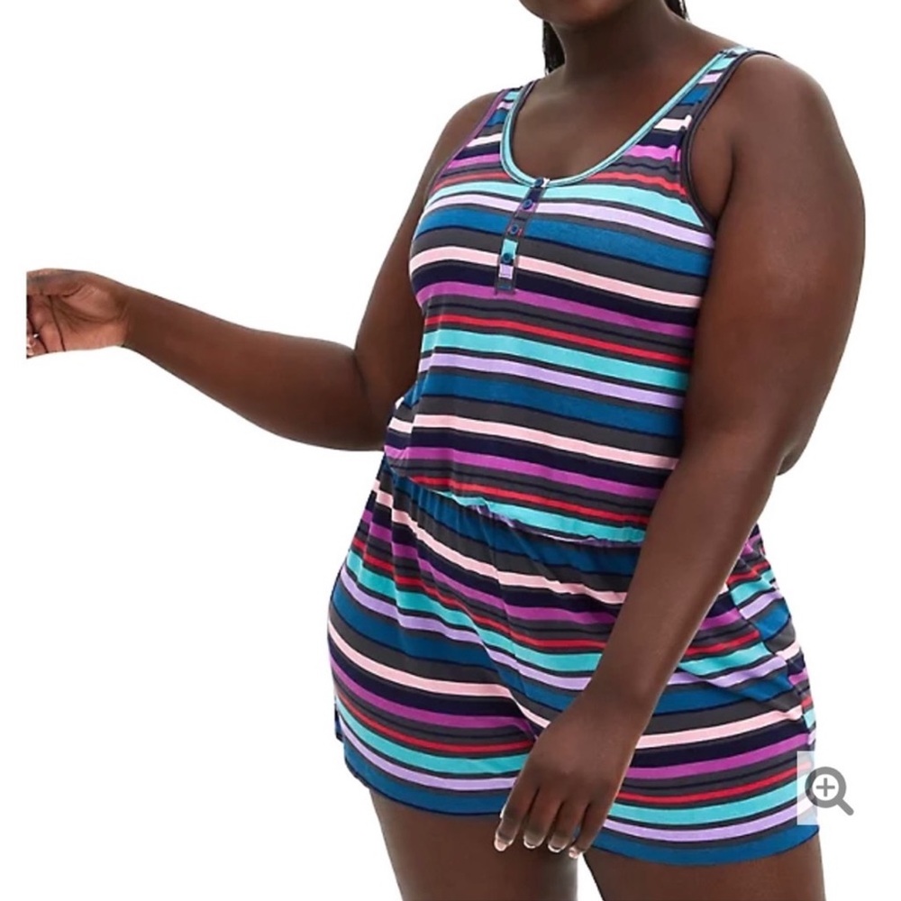 Vibrant Striped Sleeveless Romper Torrid sz 3 GUC “Super Soft Sleep”